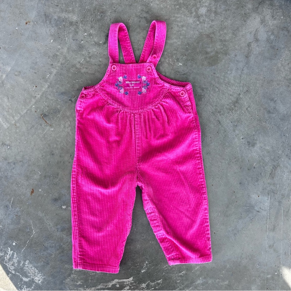 Vintage Wee Winner hot pink cord overalls  - 18m
